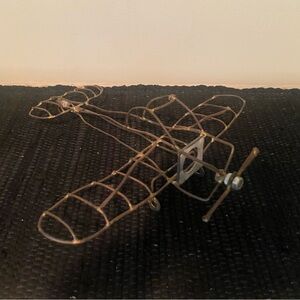 Vintage Handmade Metal Art Wire Airplane